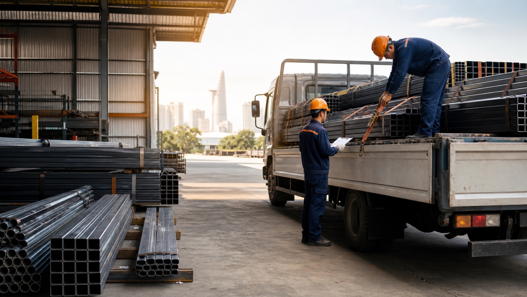 Chuẩn bị và giao hàng thép Thành Hưng